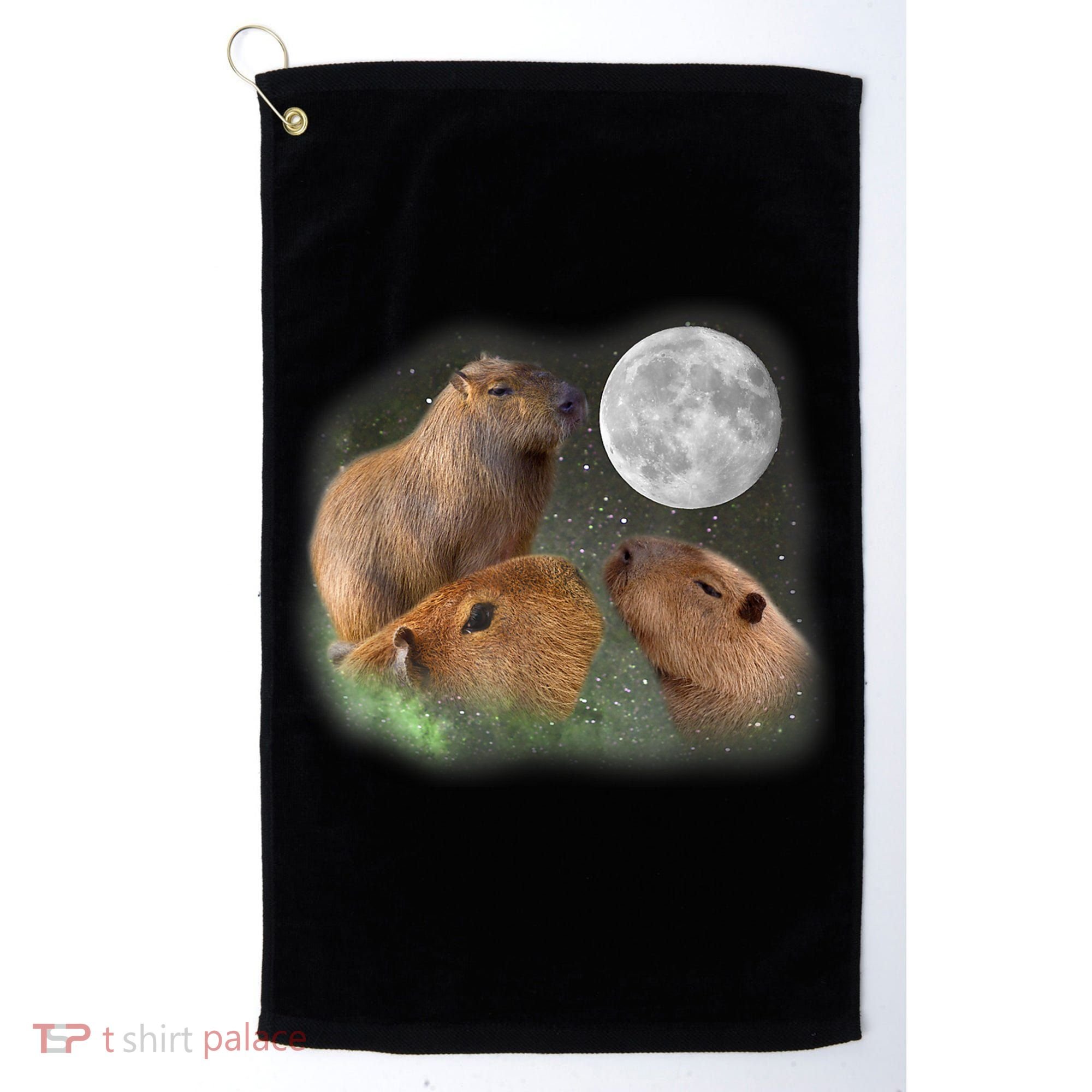 Three Moon Capybaras Cute Gift Funny Cute Animal Parody Tee Golf Towel