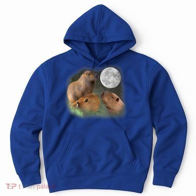 Three Moon Capybaras Cute Gift Funny Cute Animal Parody Tee Hoodie