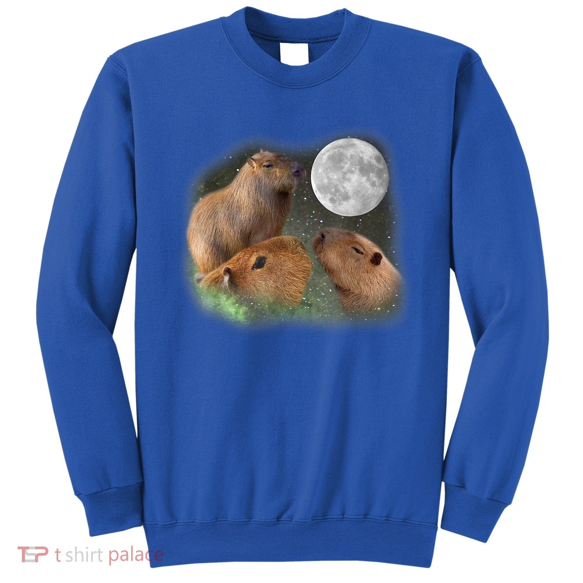 Three Moon Capybaras Cute Gift Funny Cute Animal Parody Tee Sweatshirt