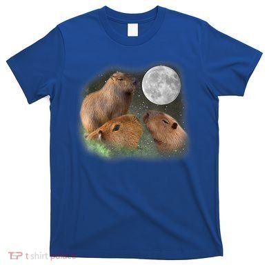 Three Moon Capybaras Cute Gift Funny Cute Animal Parody Tee T-Shirt