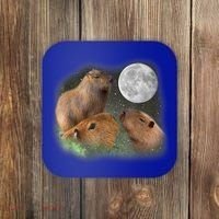 Three Moon Capybaras Cute Gift Funny Cute Animal Parody Tee Coaster thumb 0