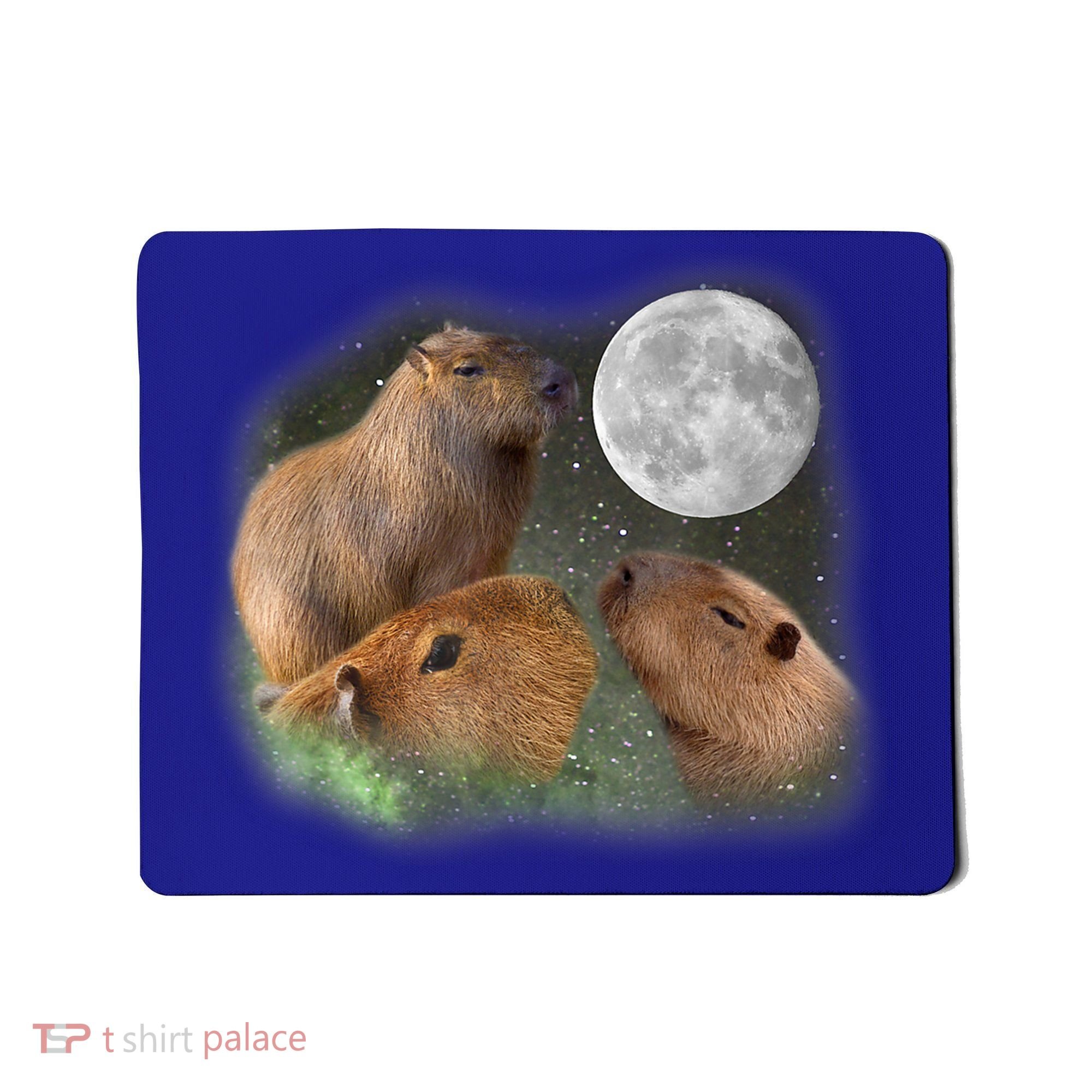 Three Moon Capybaras Cute Gift Funny Cute Animal Parody Tee Mousepad