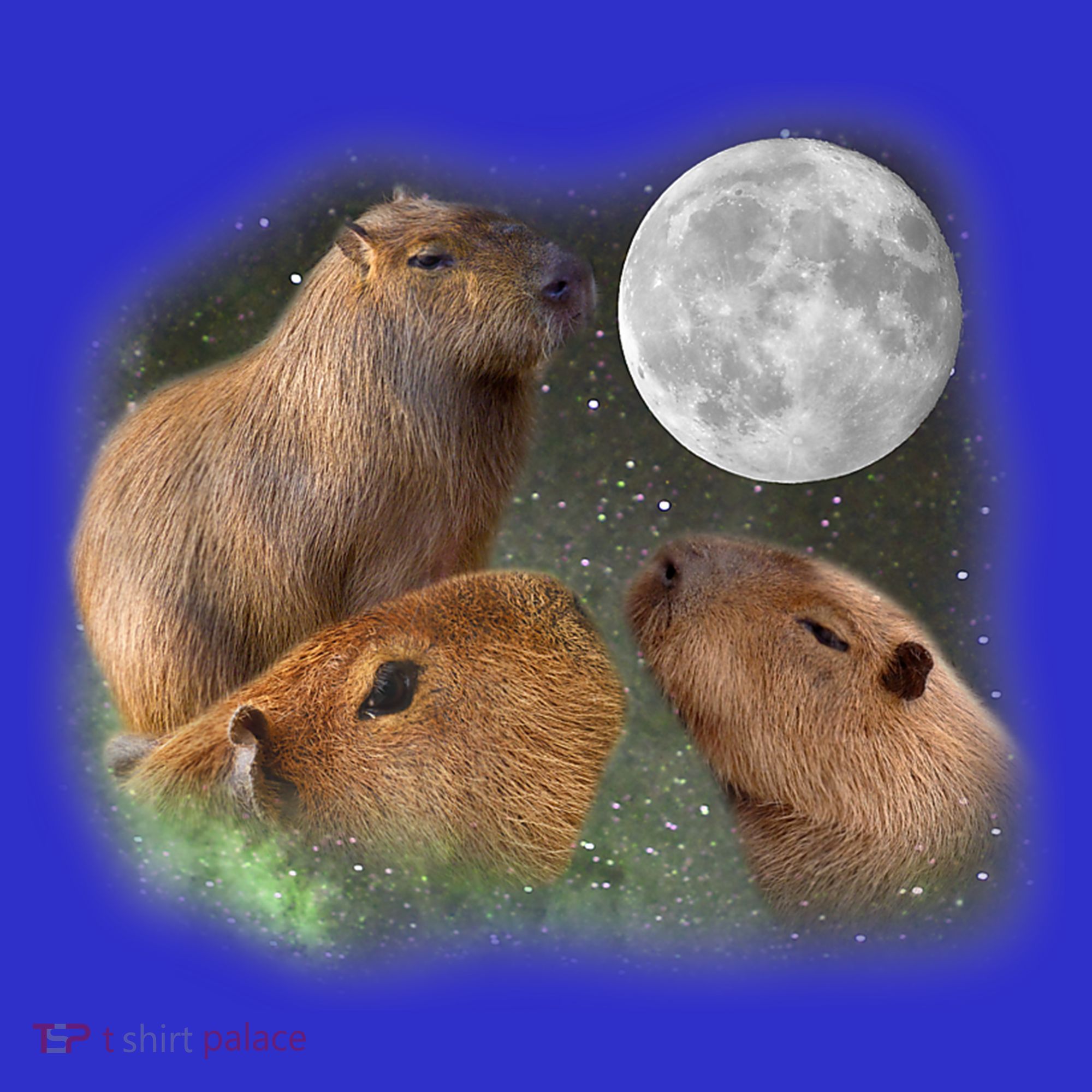 Three Moon Capybaras Cute Gift Funny Cute Animal Parody Tee Mousepad