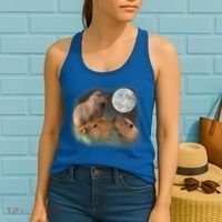 Three Moon Capybaras Cute Gift Funny Cute Animal Parody Tee Women's Tank Top thumb 2