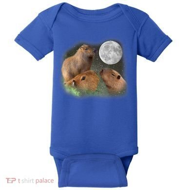 Three Moon Capybaras Cute Gift Funny Cute Animal Parody Tee Baby Bodysuit