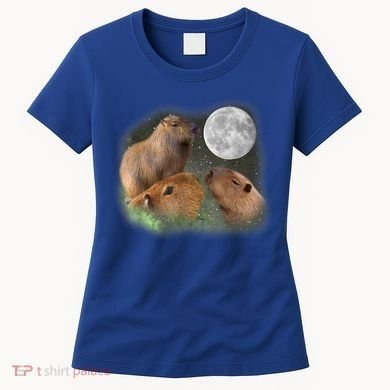 Three Moon Capybaras Cute Gift Funny Cute Animal Parody Tee Women's T-Shirt