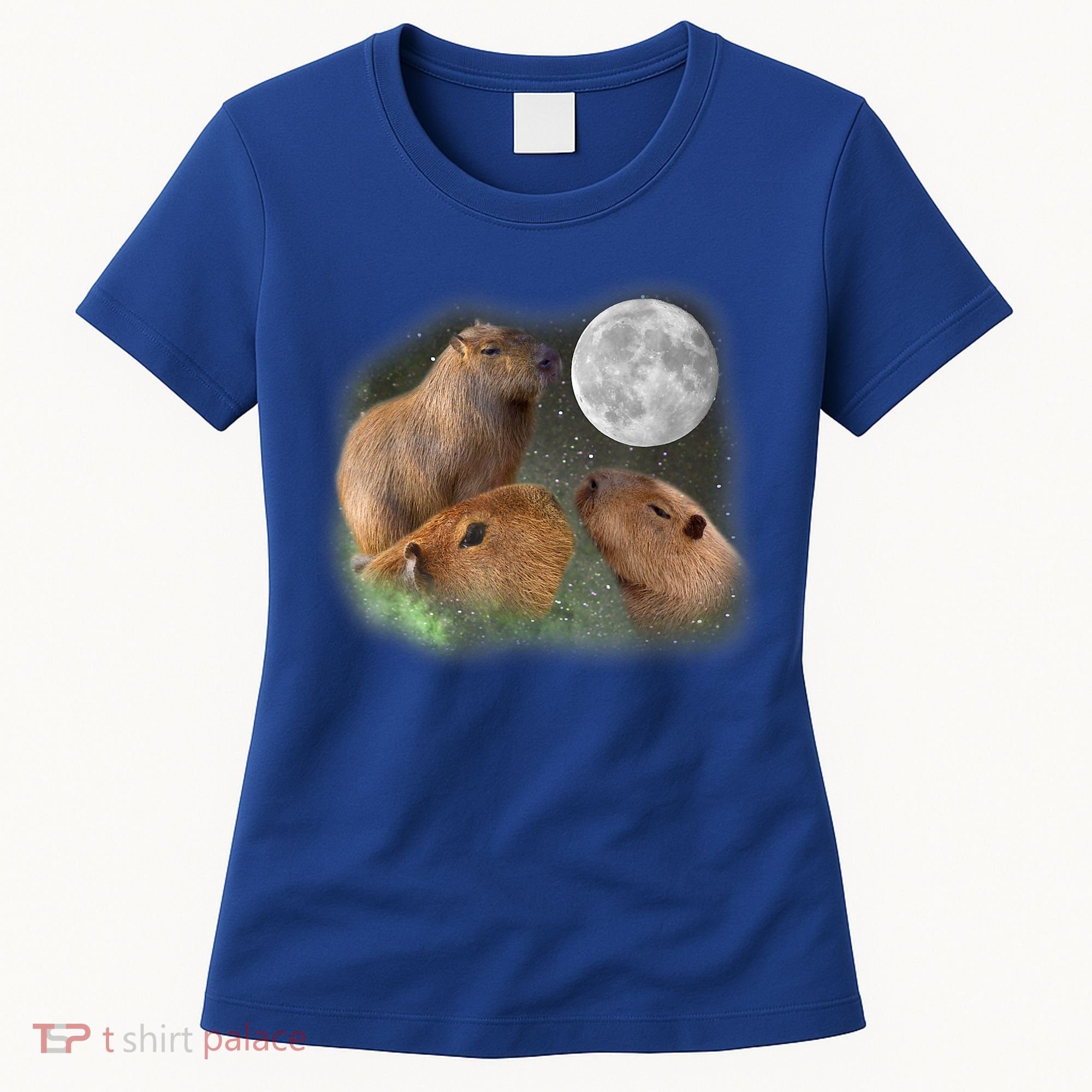 Three Moon Capybaras Cute Gift Funny Cute Animal Parody Tee Women's T-Shirt
