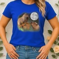 Three Moon Capybaras Cute Gift Funny Cute Animal Parody Tee Women's T-Shirt thumb 2