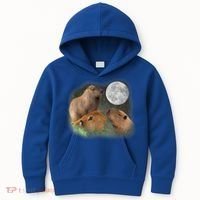 Three Moon Capybaras Cute Gift Funny Cute Animal Parody Tee Kids Hoodie thumb 0