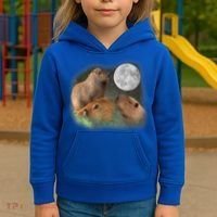 Three Moon Capybaras Cute Gift Funny Cute Animal Parody Tee Kids Hoodie thumb 3
