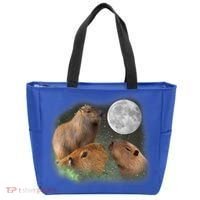 Three Moon Capybaras Cute Gift Funny Cute Animal Parody Tee Tote Bag thumb 0
