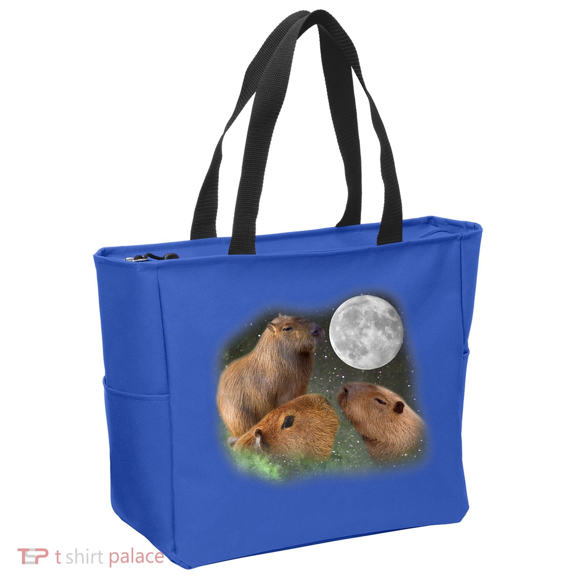 Three Moon Capybaras Cute Gift Funny Cute Animal Parody Tee Tote Bag