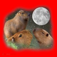 Three Moon Capybaras Cute Gift Funny Cute Animal Parody Tee Santa Hat thumb 1