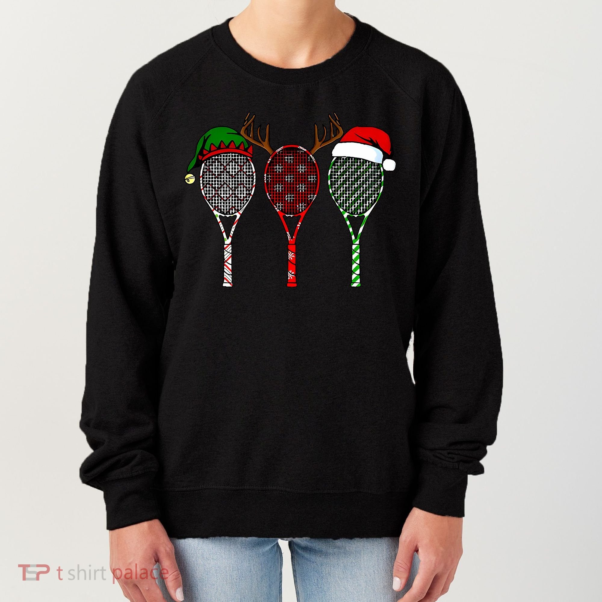 Tennis Merry Chistmas 3 Tennis Racket Christmas Women's Sweatshirt
