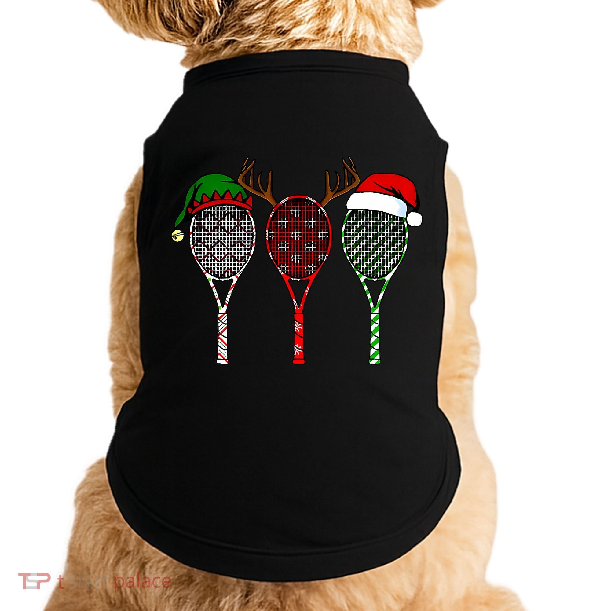 Tennis Merry Chistmas 3 Tennis Racket Christmas Doggie Tank