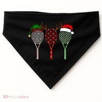 Tennis Merry Chistmas 3 Tennis Racket Christmas USA-Made Doggie Bandana thumb 0