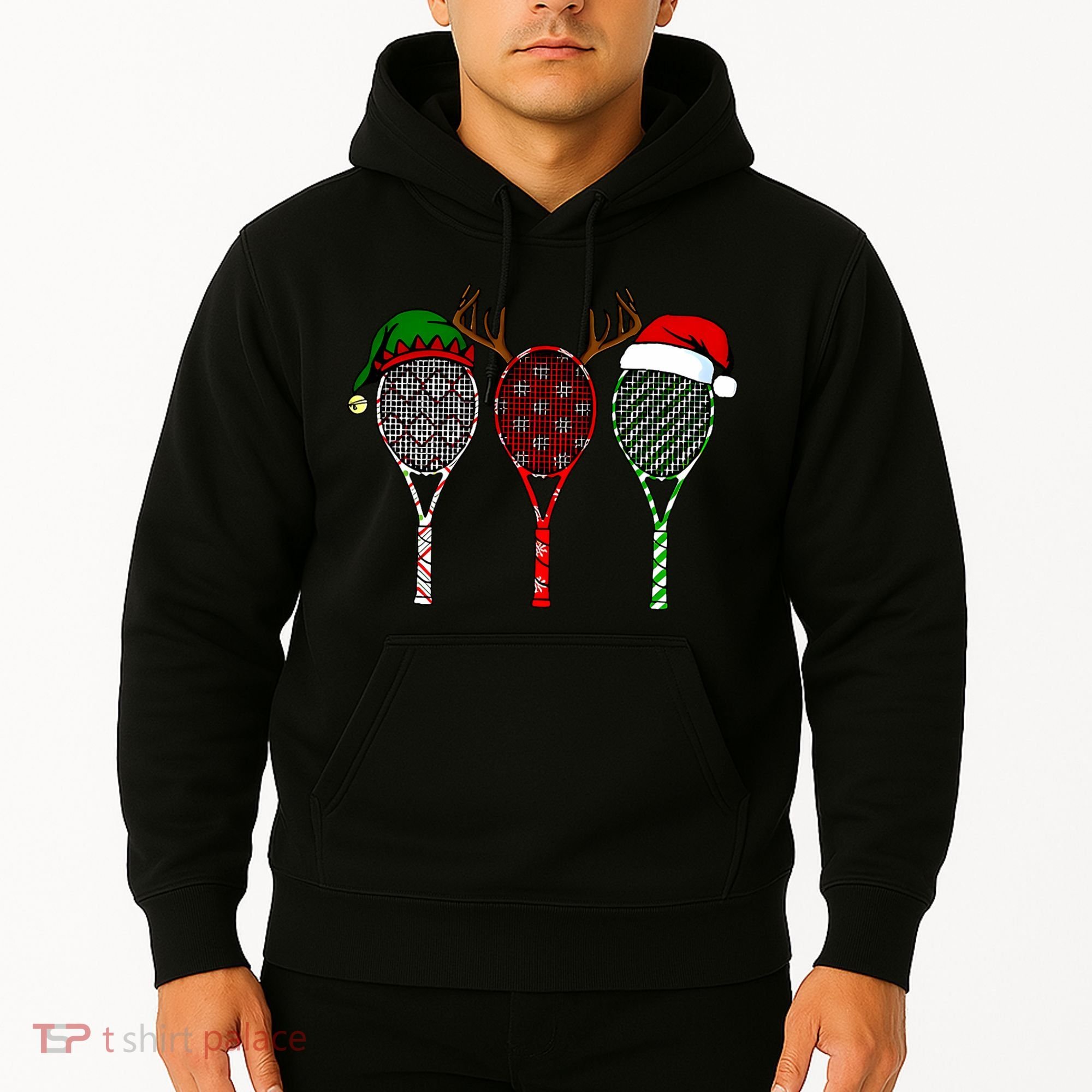 Tennis Merry Chistmas 3 Tennis Racket Christmas Hoodie