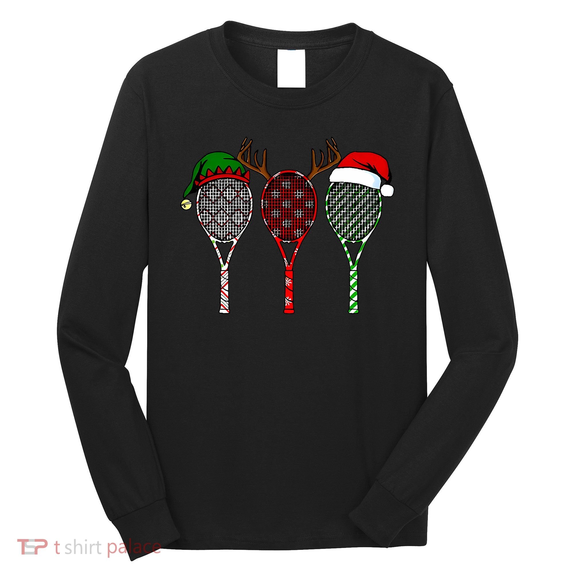 Tennis Merry Chistmas 3 Tennis Racket Christmas Long Sleeve Shirt