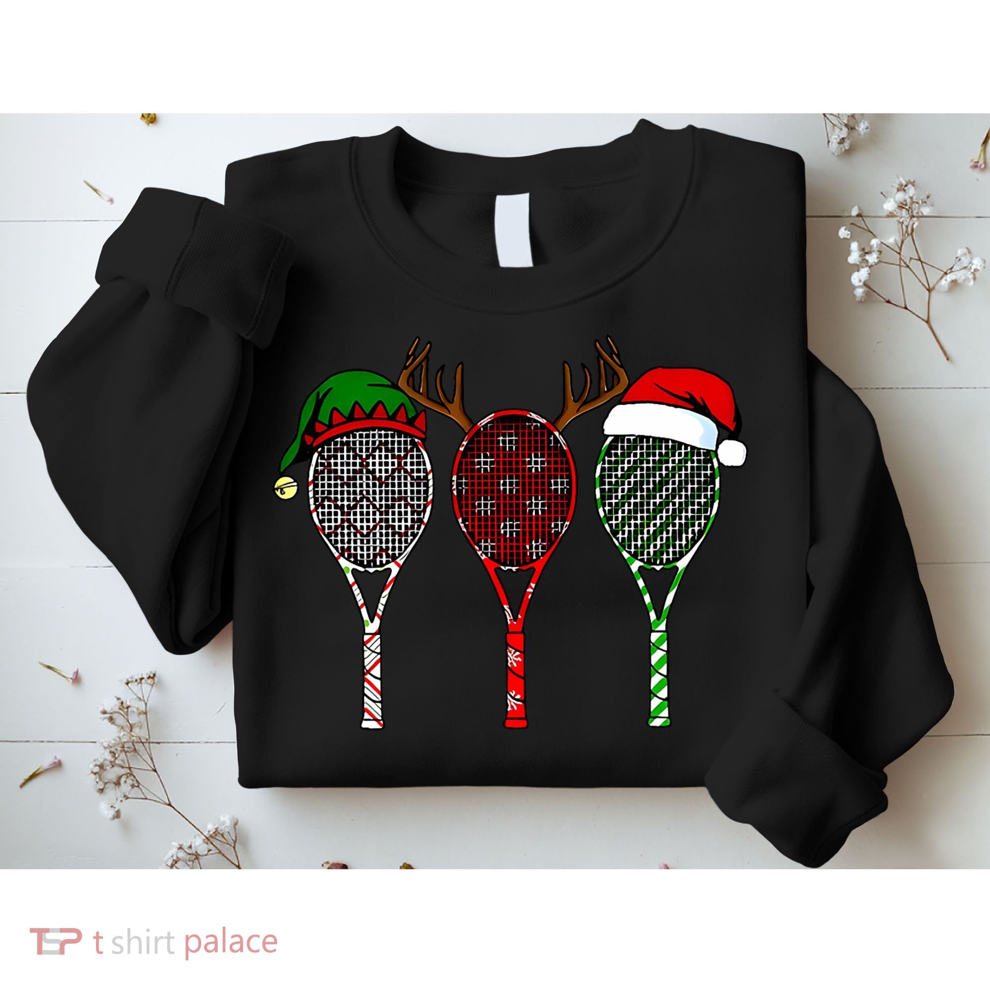 Tennis Merry Chistmas 3 Tennis Racket Christmas Sweatshirt