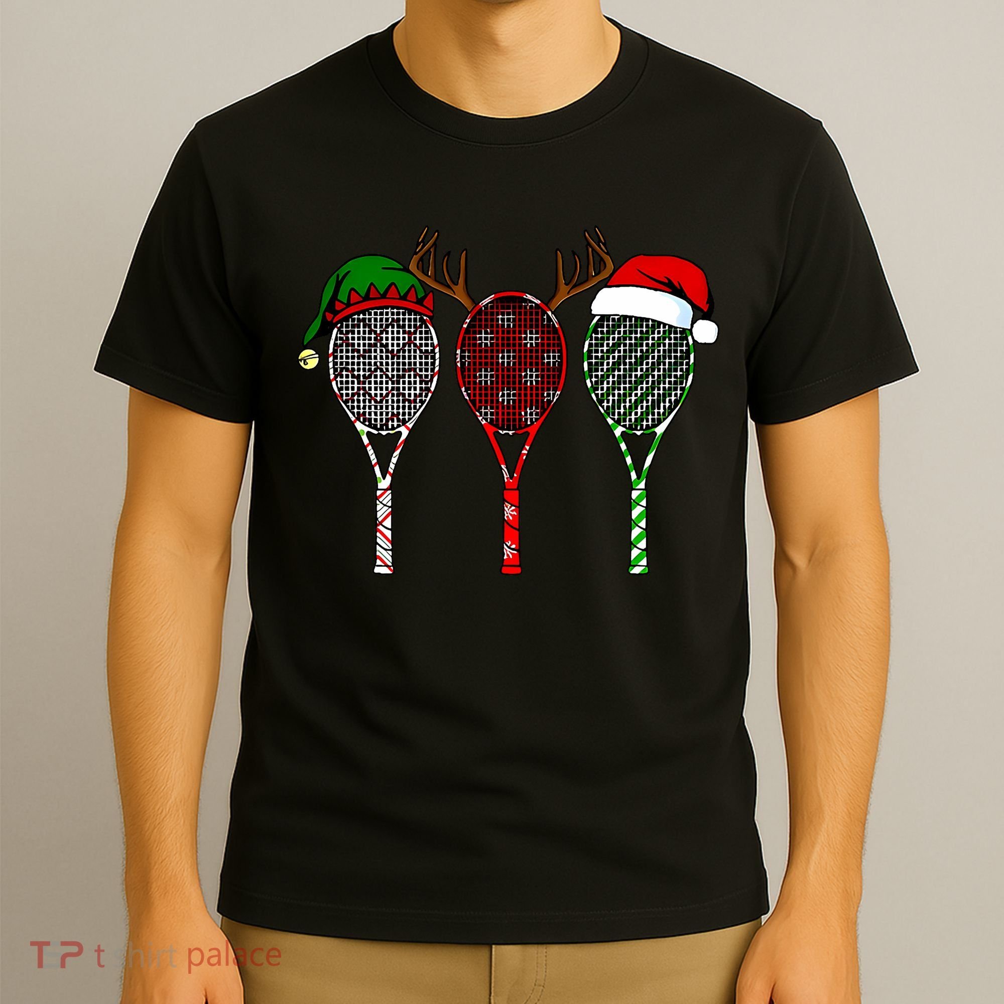 Tennis Merry Chistmas 3 Tennis Racket Christmas T-Shirt
