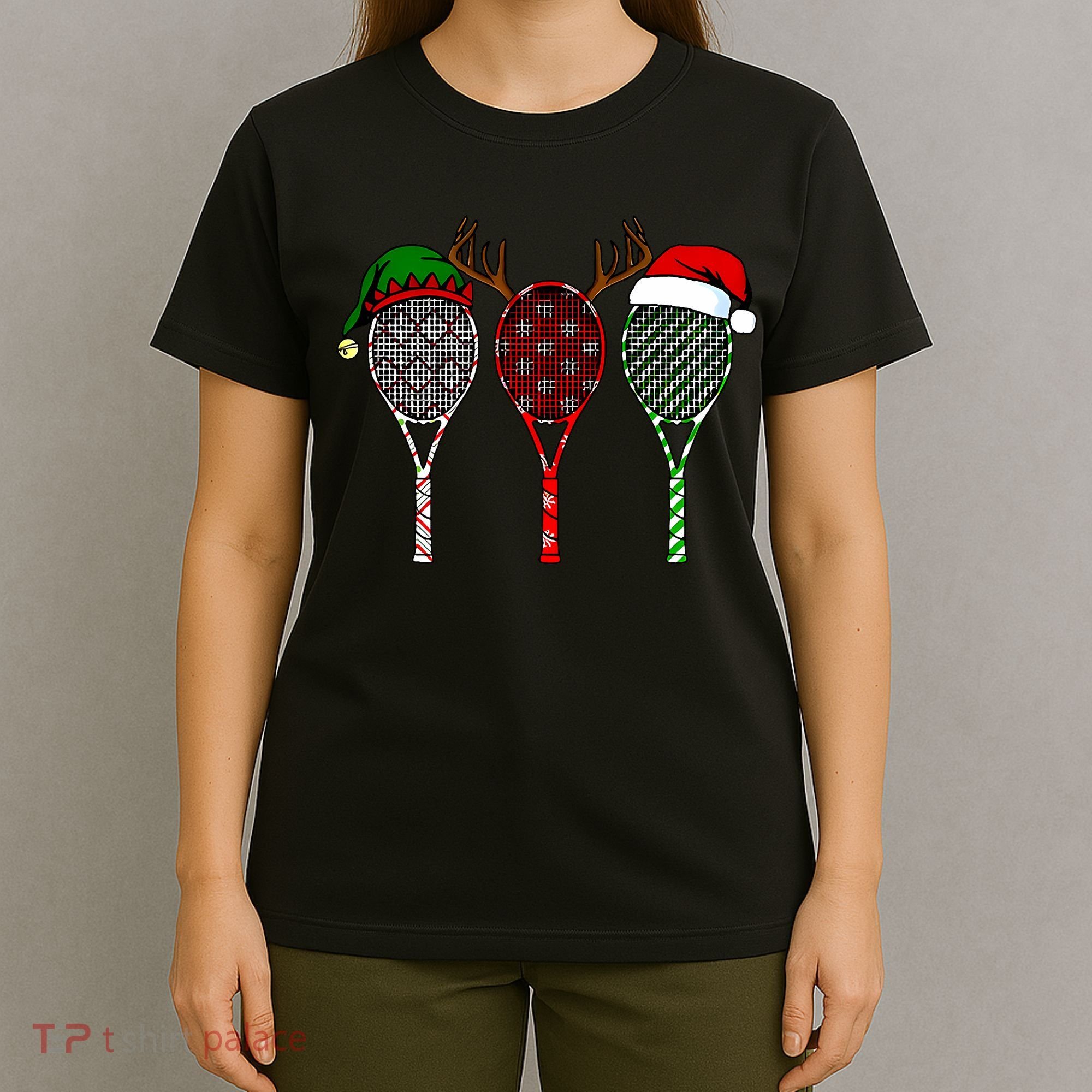 Tennis Merry Chistmas 3 Tennis Racket Christmas T-Shirt