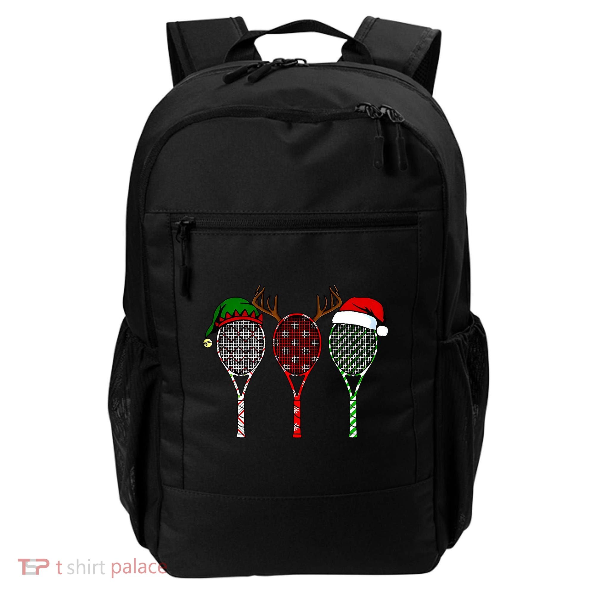 Tennis Merry Chistmas 3 Tennis Racket Christmas Backpack
