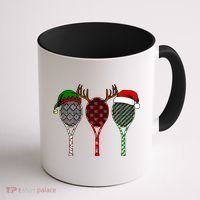 Tennis Merry Chistmas 3 Tennis Racket Christmas Coffee Mug thumb 1