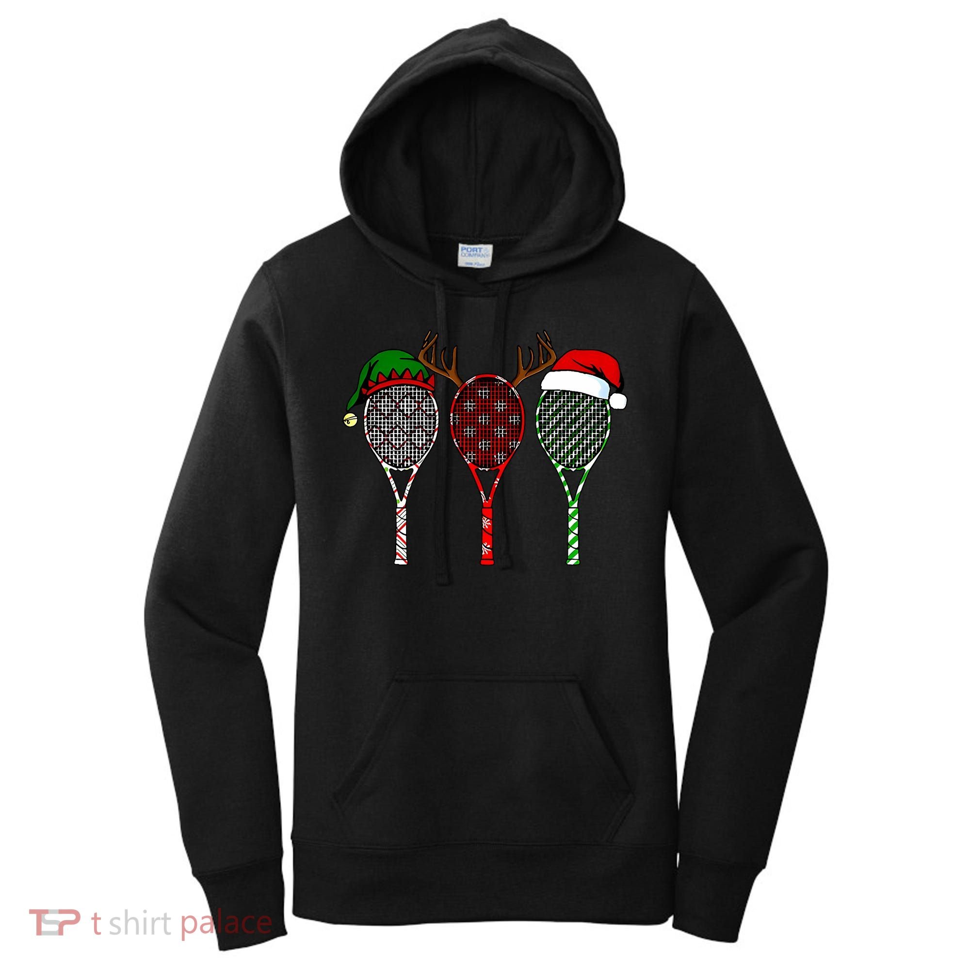 Tennis Merry Chistmas 3 Tennis Racket Christmas Women's Hoodie