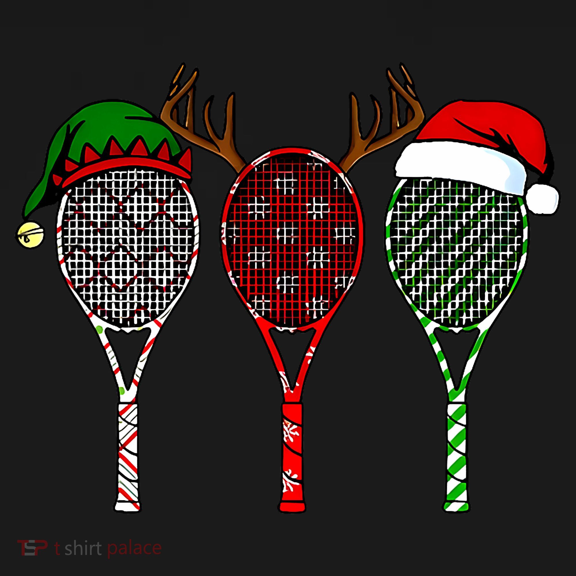 Tennis Merry Chistmas 3 Tennis Racket Christmas Women's Hoodie