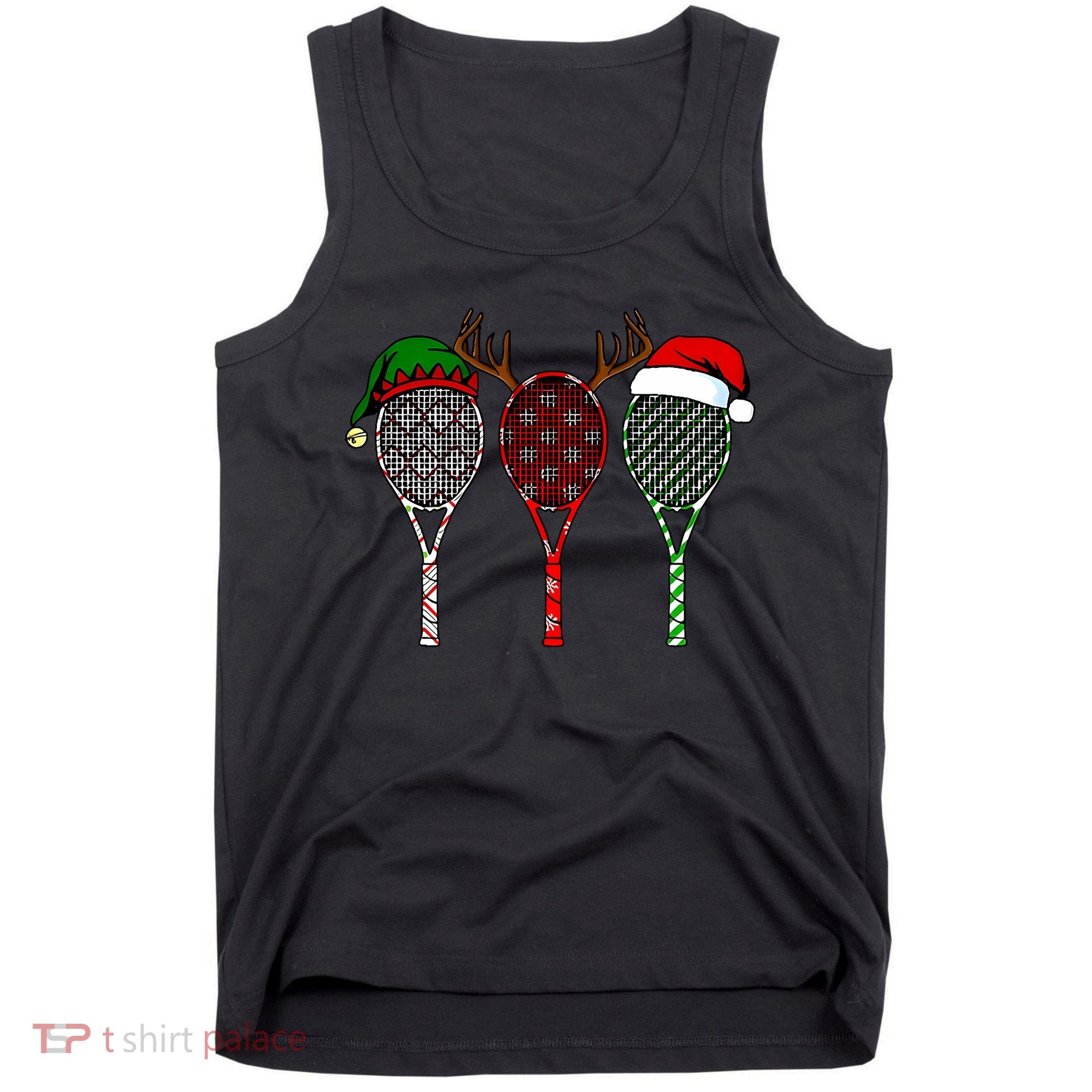 Tennis Merry Chistmas 3 Tennis Racket Christmas Tank Top