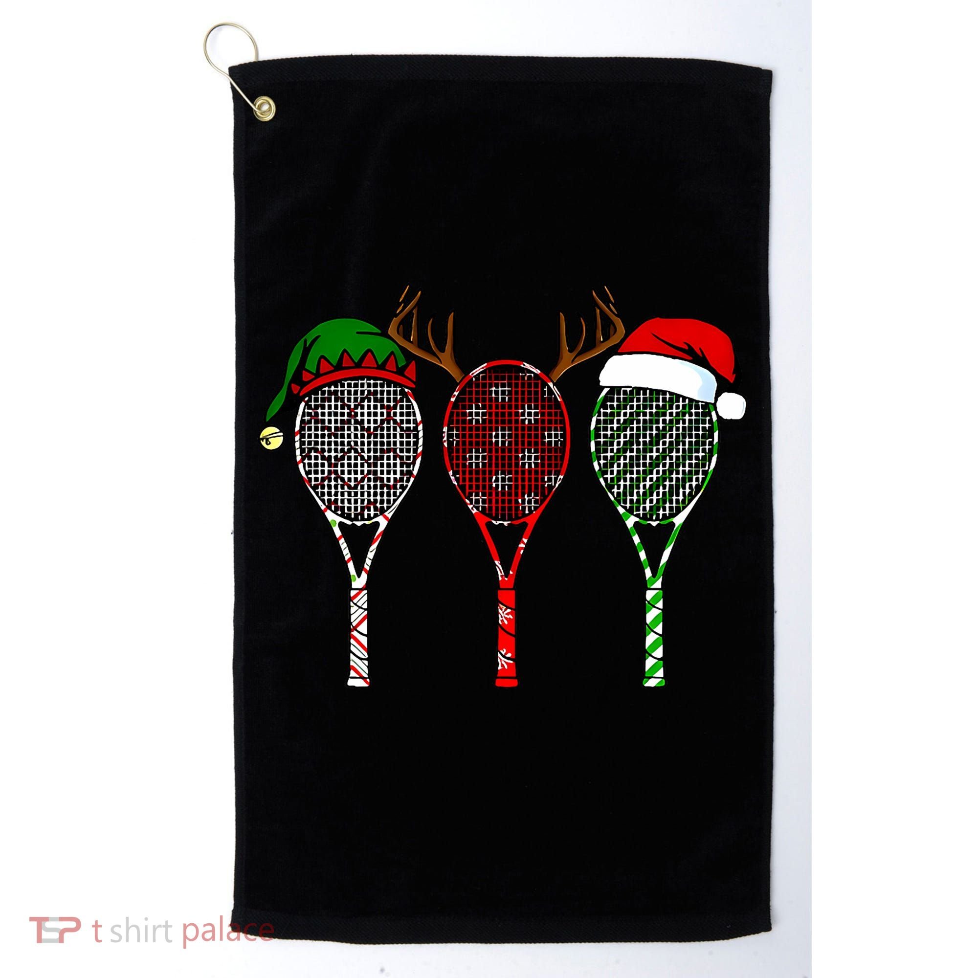 Tennis Merry Chistmas 3 Tennis Racket Christmas Golf Towel