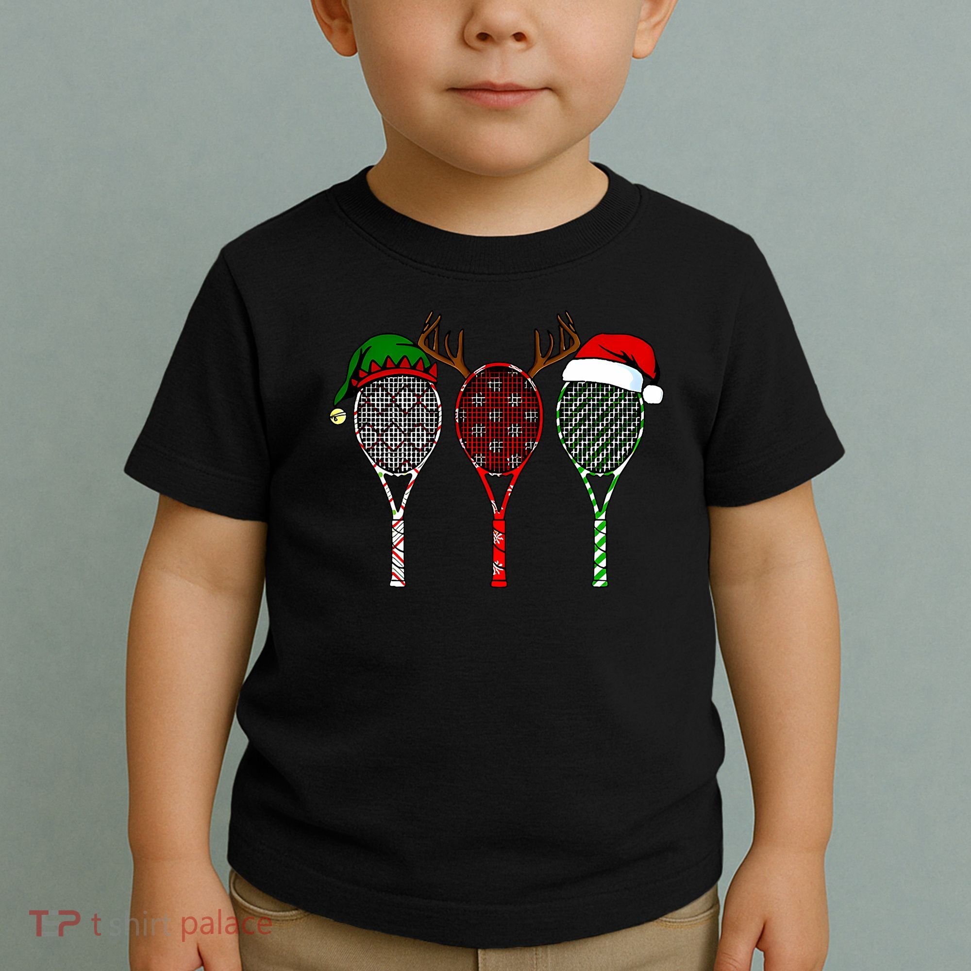 Tennis Merry Chistmas 3 Tennis Racket Christmas Toddler T-Shirt