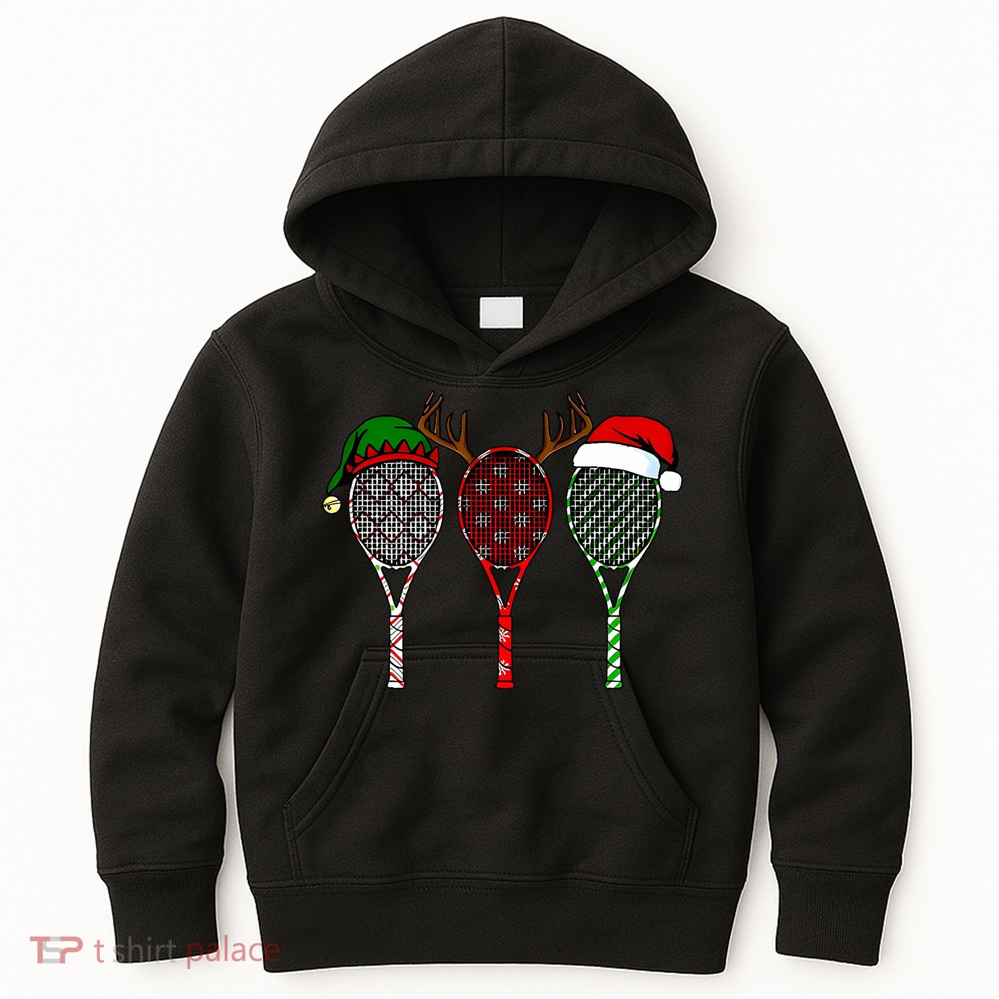Tennis Merry Chistmas 3 Tennis Racket Christmas Kids Hoodie