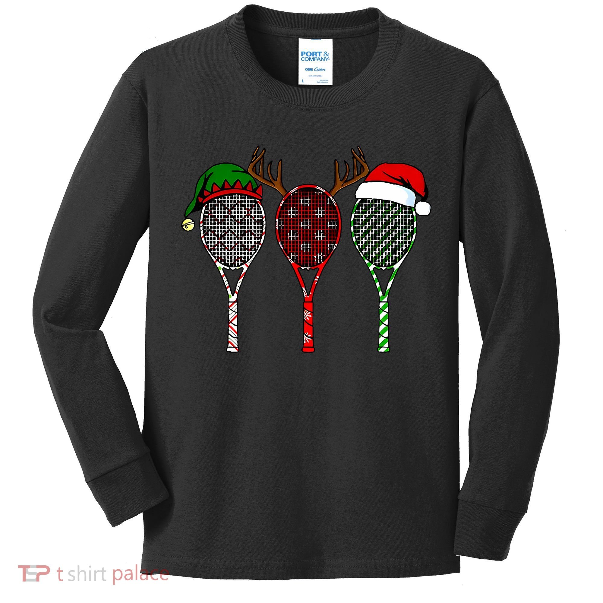 Tennis Merry Chistmas 3 Tennis Racket Christmas Kids Long Sleeve Shirt