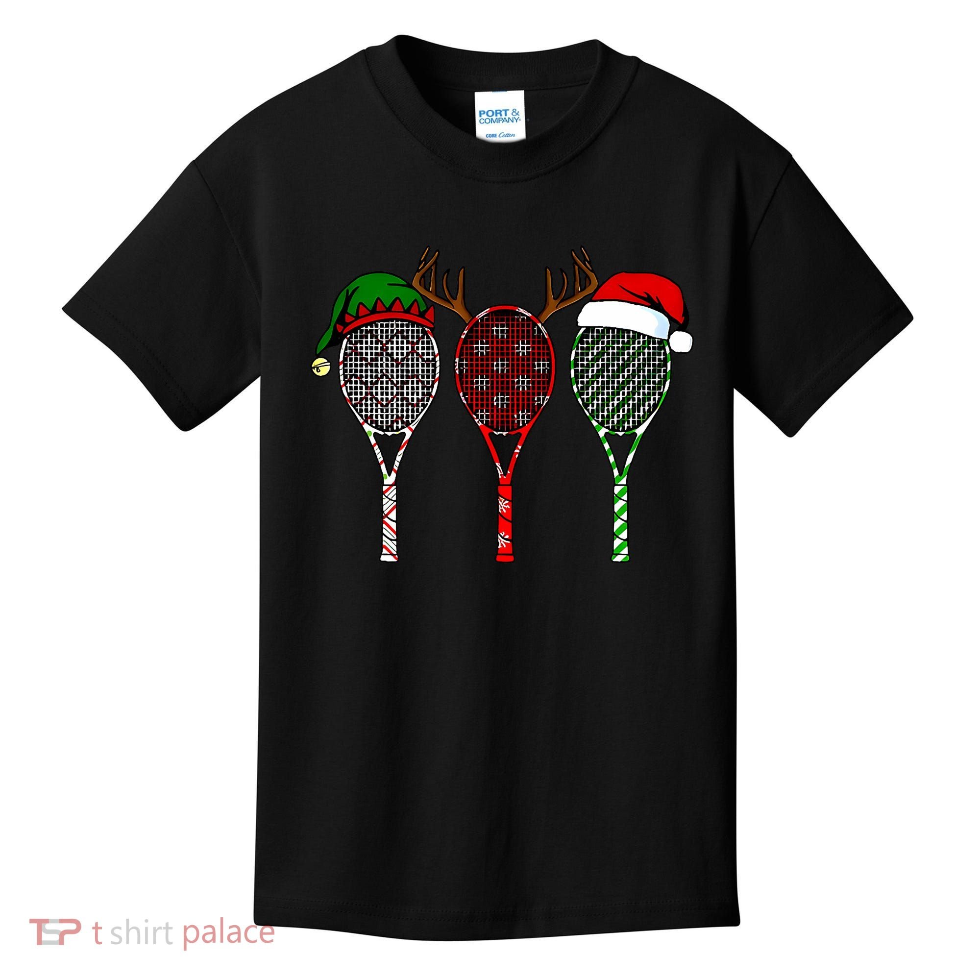 Tennis Merry Chistmas 3 Tennis Racket Christmas Kids T-Shirt
