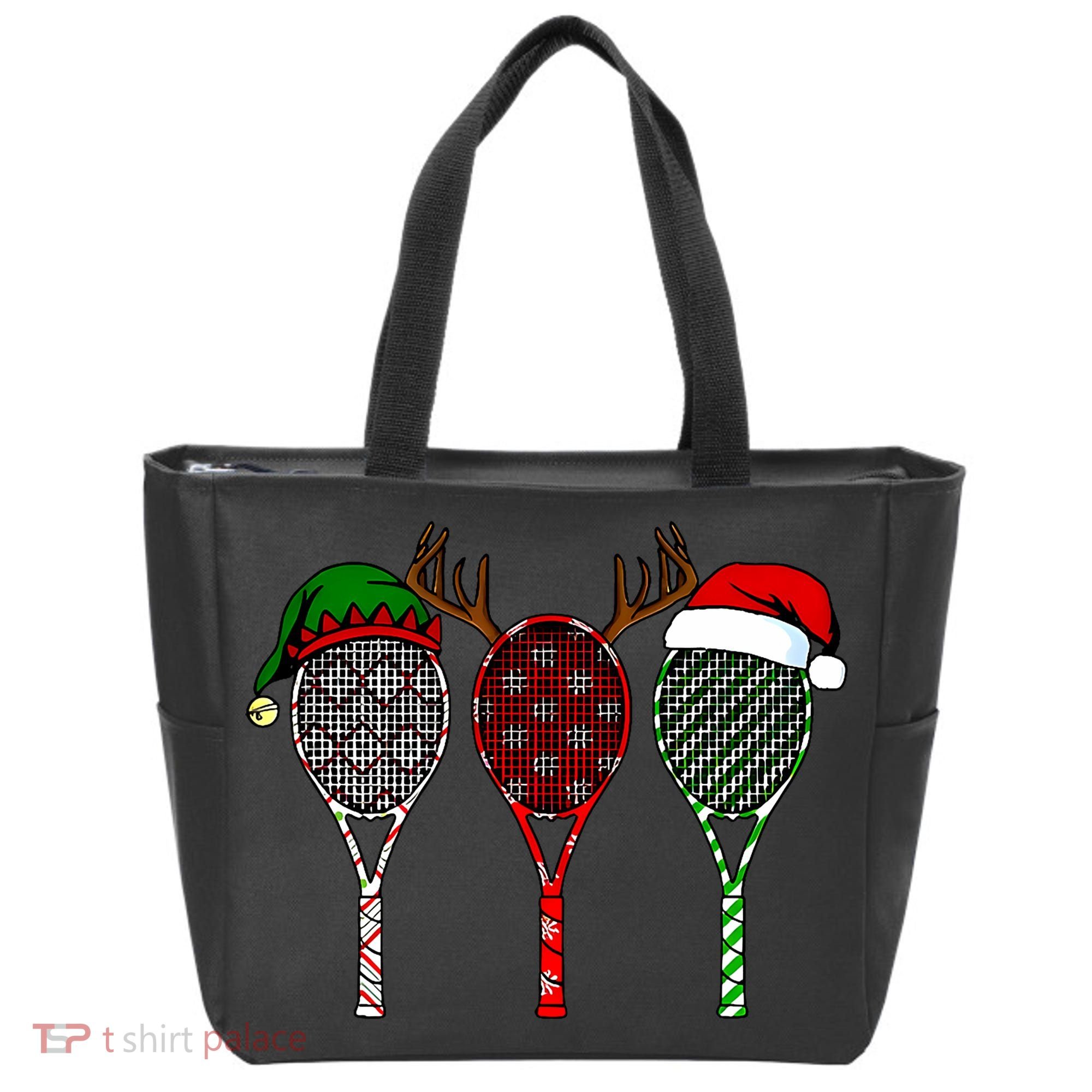 Tennis Merry Chistmas 3 Tennis Racket Christmas Tote Bag