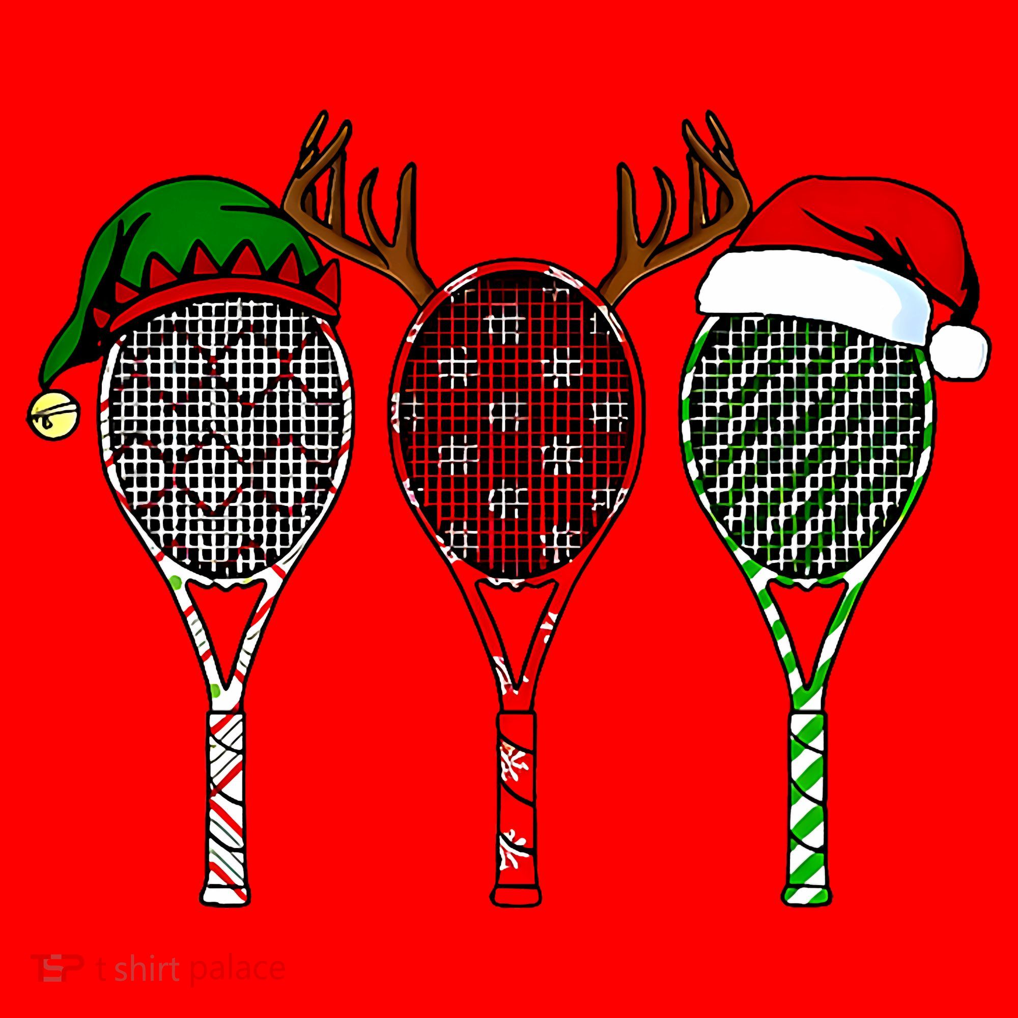 Tennis Merry Chistmas 3 Tennis Racket Christmas Santa Hat