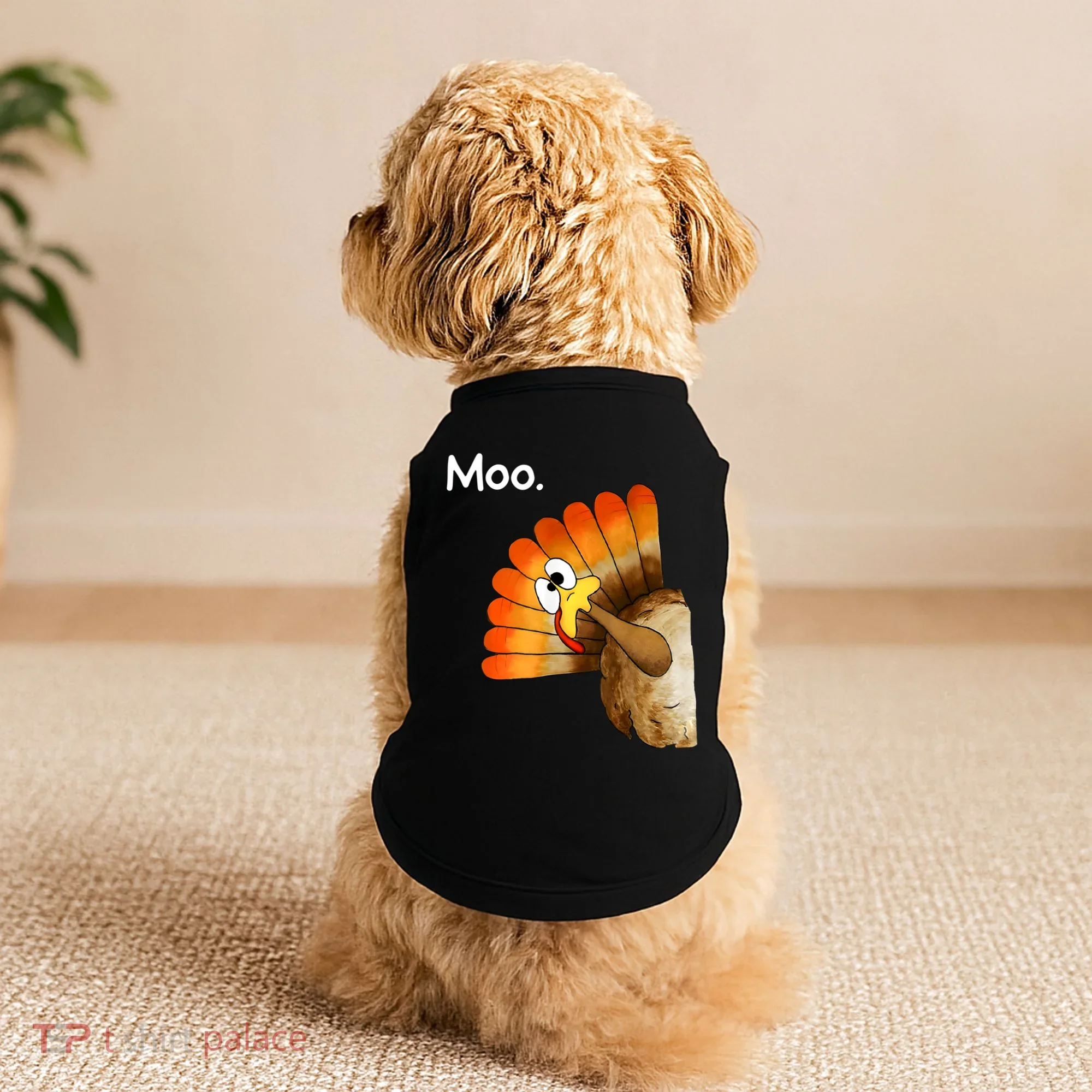 Turkey Moo Cow Funny Thanksgiving Doggie Tank