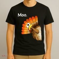 Turkey Moo Cow Funny Thanksgiving T-Shirt thumb 3