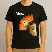Turkey Moo Cow Funny Thanksgiving T-Shirt thumb 3