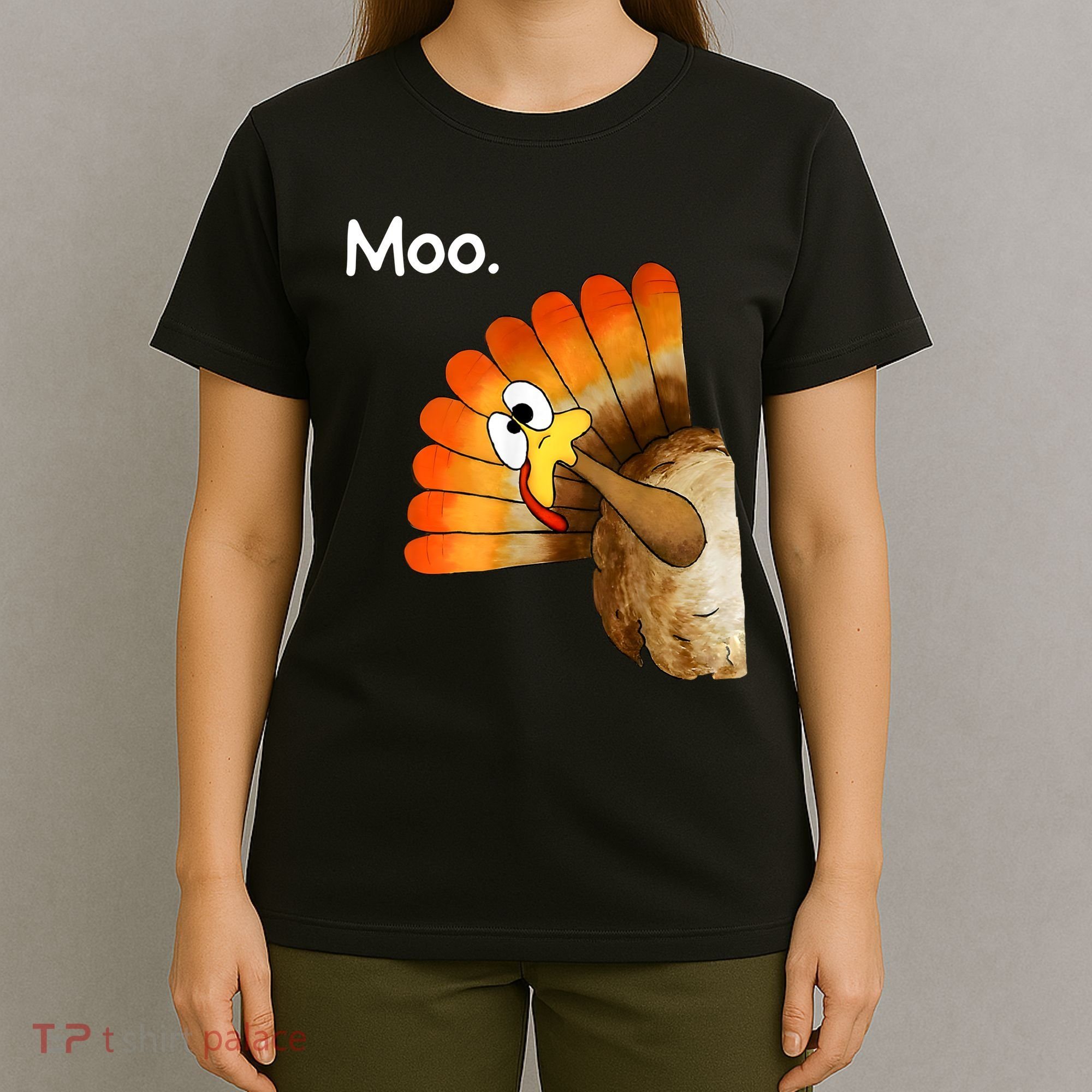Turkey Moo Cow Funny Thanksgiving T-Shirt