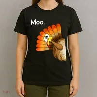 Turkey Moo Cow Funny Thanksgiving T-Shirt thumb 4