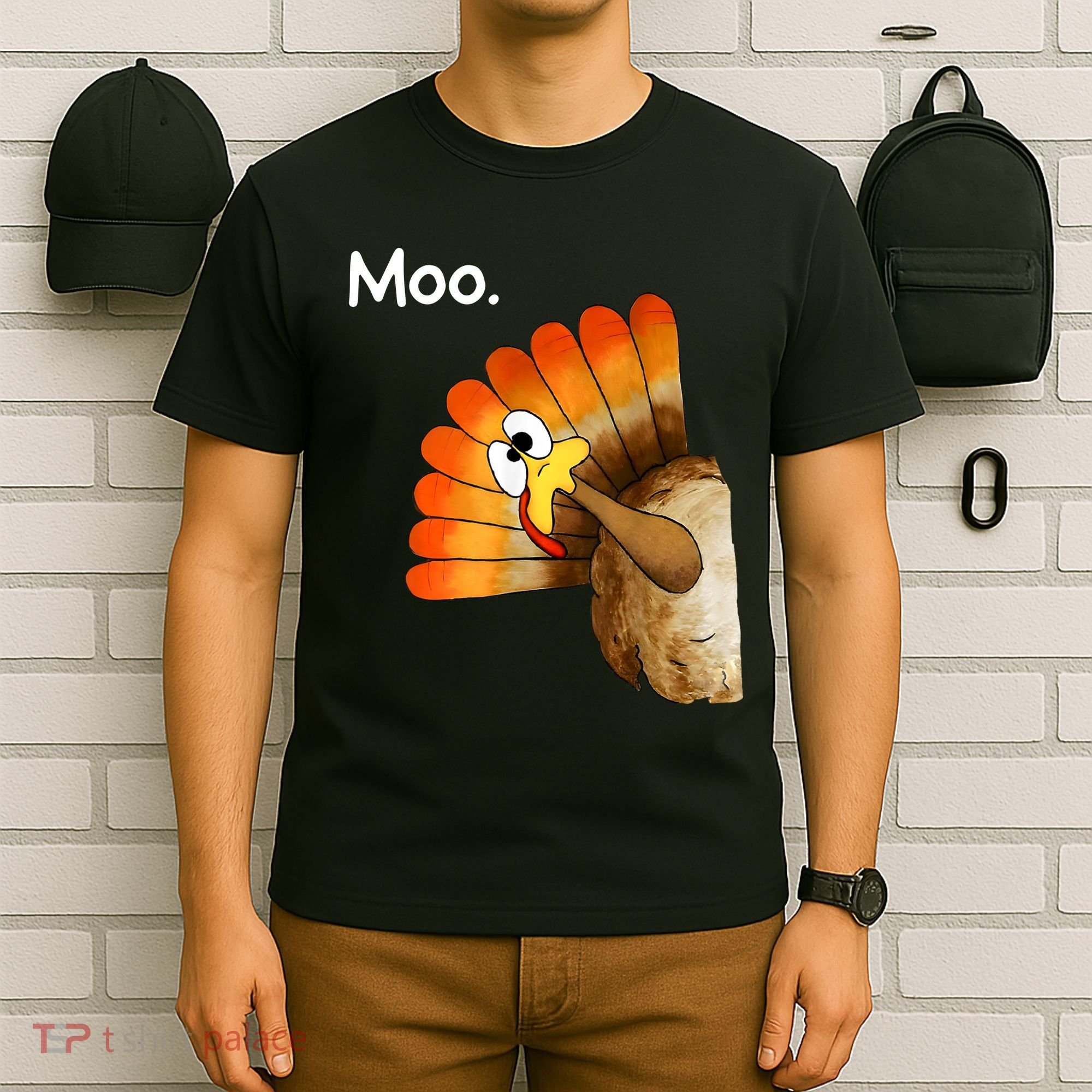 Turkey Moo Cow Funny Thanksgiving T-Shirt