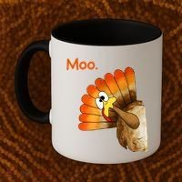 Turkey Moo Cow Funny Thanksgiving Coffee Mug thumb 2