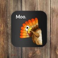 Turkey Moo Cow Funny Thanksgiving Coaster thumb 0