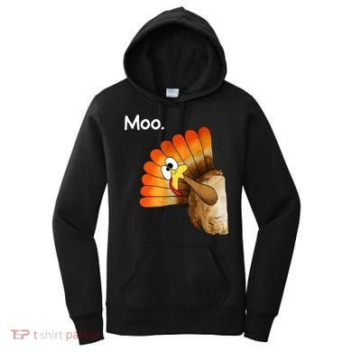 Turkey Moo Cow Funny Thanksgiving Women's Hoodie