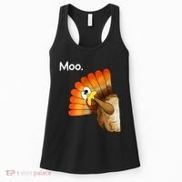 Turkey Moo Cow Funny Thanksgiving Women's Tank Top thumb 0