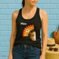 Turkey Moo Cow Funny Thanksgiving Women's Tank Top thumb 2