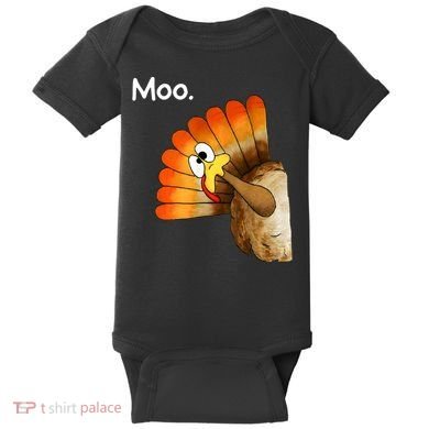 Turkey Moo Cow Funny Thanksgiving Baby Bodysuit