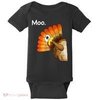 Turkey Moo Cow Funny Thanksgiving Baby Bodysuit thumb 0